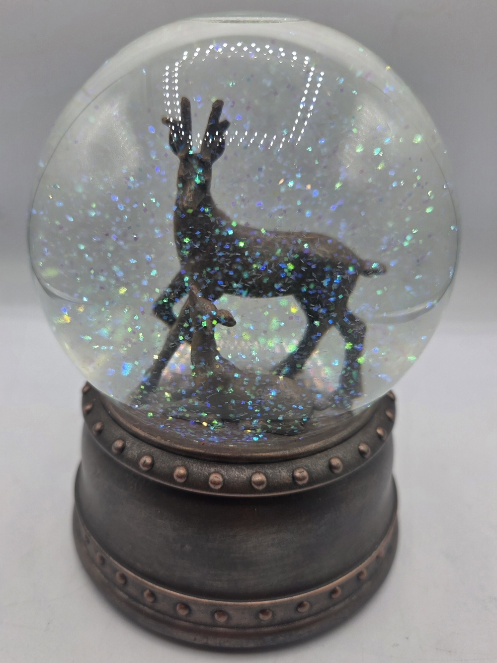 Snow Globe - Bronze Color Base Music Globe.' I Wish You A Merry Chrismas'